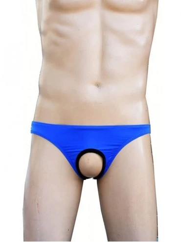 G-Strings & Thongs Men's Sexy Open Front Underwear Ice Silk Bikini Briefs Sheer Panties - Black-blue-white - C018YU54MQD $10.15