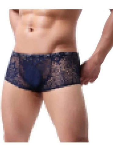Boxer Briefs Mens Boxer Briefs Underpants Fashion Lace Underwear - Navy - CV18H8EQKWD $24.32