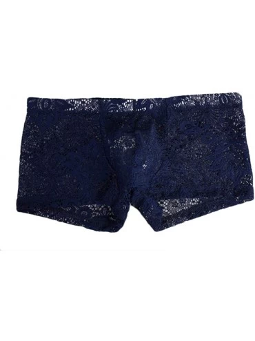 Boxer Briefs Mens Boxer Briefs Underpants Fashion Lace Underwear - Navy - CV18H8EQKWD $15.77
