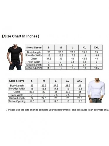 Undershirts Men's Tagless Slim Fit Top Muscle Cotton V-Neck Long Sleeve Undershirts T-Shirts - Black - C3123EPUZ0T $13.45