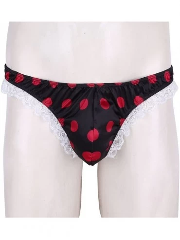 G-Strings & Thongs Mens Satin Crossdress Polka Dots Sissy Pouch Panties Low Rise G-String Thong Bikini Briefs Lingerie Underw...