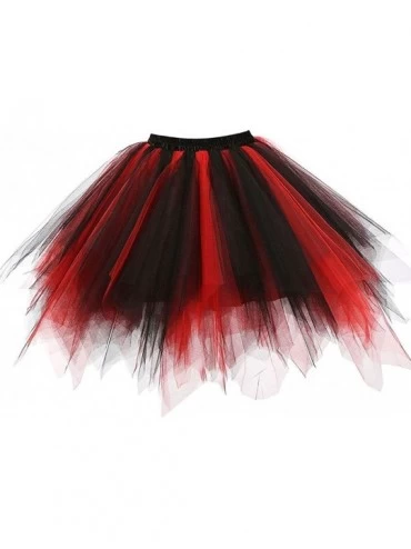 Baby Dolls & Chemises Women's Short Vintage Petticoat Skirt Ballet Bubble Tutu Multi-Colored - Z-black-red - CA12ELHF6P3 $34.14