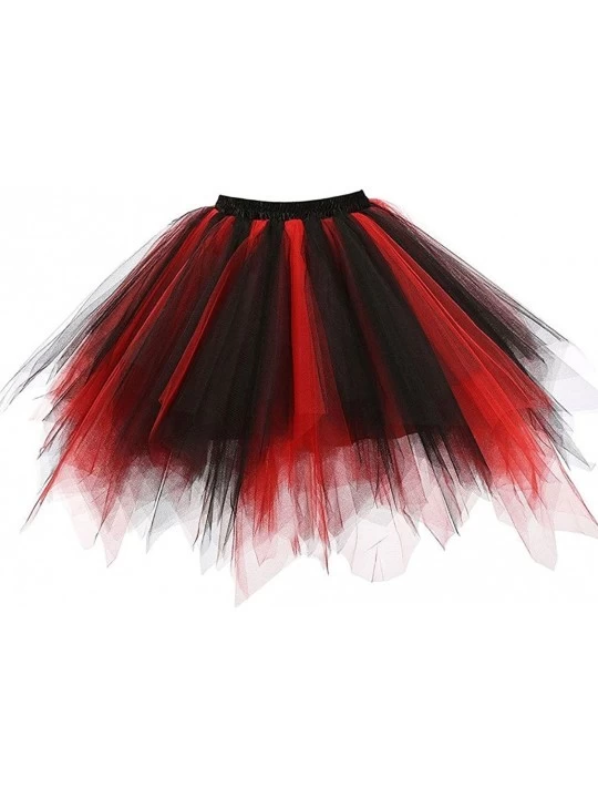 Baby Dolls & Chemises Women's Short Vintage Petticoat Skirt Ballet Bubble Tutu Multi-Colored - Z-black-red - CA12ELHF6P3 $14.76