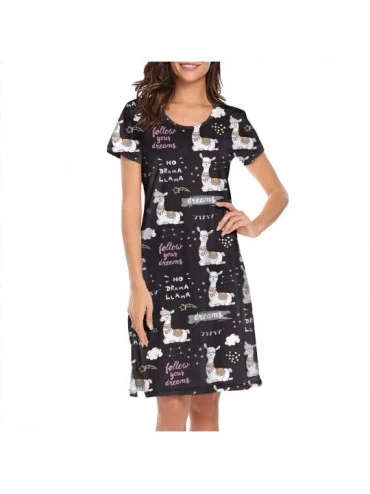 Tops Women's Cute Sleep Shirt Sleepwear Night Dress Short Sleeve Nightshirts Nightgown - White-7 - CU1933XCAE2 $51.46