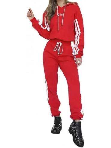 Sets Tracksuit Sweatshirt Pants Sets Women 2Pcs Sports Long Sleeve Casual Suit - Red 04 - C51982A3WN7 $45.57