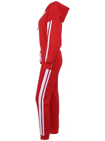 Sets Tracksuit Sweatshirt Pants Sets Women 2Pcs Sports Long Sleeve Casual Suit - Red 04 - C51982A3WN7 $25.25