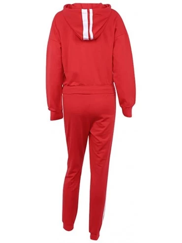 Sets Tracksuit Sweatshirt Pants Sets Women 2Pcs Sports Long Sleeve Casual Suit - Red 04 - C51982A3WN7 $25.25