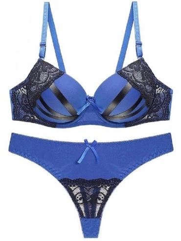 Bras Women Comfort Lace Lingerie Push Up Bra and Panties Set - Blue - C918UAT4EGZ $37.59