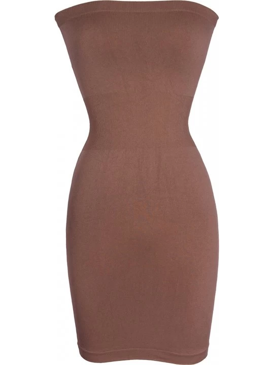 Shapewear Seamless Smoother Tube Slip Dress - Mocha - CT110QEERER $10.28