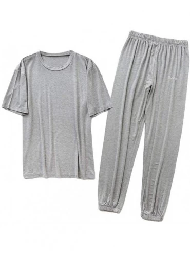 Sleep Sets Mens Pajama Set Short Sleeve 2 Pc Nightwear Top & Bottom - 6 - CN19DZ7CREL $23.76