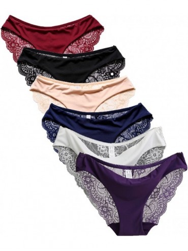 Panties Women's 6 Packs Lace Panties Invisible Seamless Bikini Underwear Half Back Coverage Panties - 6 Pack - CP12NULT3JJ $4...