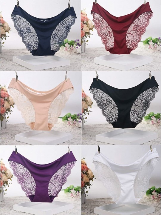 Women's 6 Packs Lace Panties Invisible Seamless Bikini Underwear Half ...