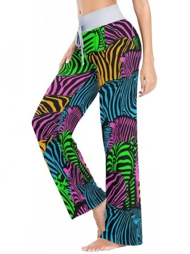 Bottoms Womens Pajama Pants Colorful Zebra Drawstring Sleepwear Pants Lounge Yoga Pants Wide Leg Pants for All Seasons Black ...