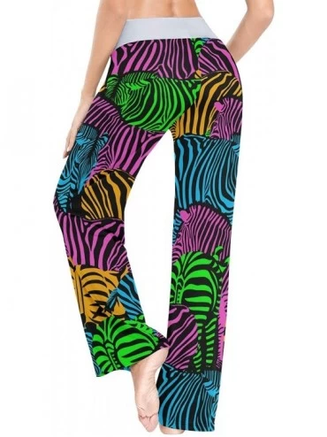 Bottoms Womens Pajama Pants Colorful Zebra Drawstring Sleepwear Pants Lounge Yoga Pants Wide Leg Pants for All Seasons Black ...
