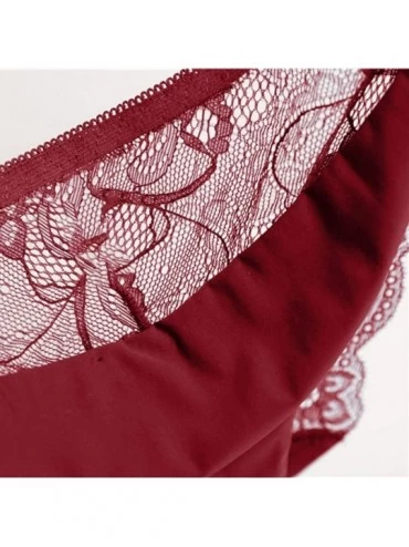 Baby Dolls & Chemises Fashion Delicate Women Translucent Underwear Sheer Lace Tank Lace Sexy Underpant Lingerie(Small-WineRed...