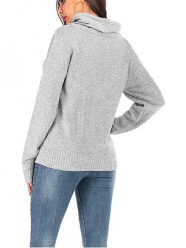 Tops Fashion Women Solid Long Sleeve Hoodie Sweatershirt Drawstring Sweaters Tops - Gray - C918XD98CXW $24.20
