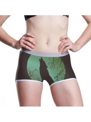 Panties Women's Soft Boy Short Cartoon Alligator Frog Boxer Brief Panties - Wolf Howling at the Full Hunter's Moon - CL18T74O...