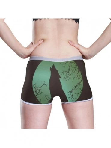 Panties Women's Soft Boy Short Cartoon Alligator Frog Boxer Brief Panties - Wolf Howling at the Full Hunter's Moon - CL18T74O...