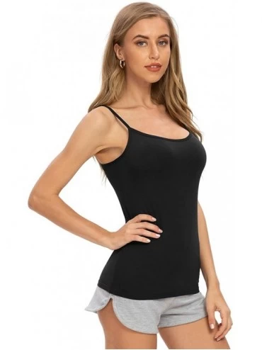 Camisoles & Tanks Basic Camisole for Women Cami Tanks Adjustable Spaghetti Strap Tank Tops - 4 Pack-black/White/Apricot/Coffe...