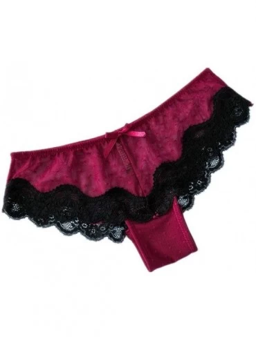 Garters & Garter Belts Sexy Ladies Panties- Woman's Girl Briefs Comfortable Breathable Underwear Lace Underpant Wine - Wine -...