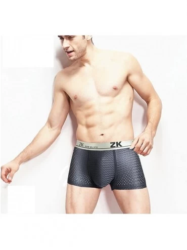 Boxer Briefs Men's Underwear- Honeycomb Mesh Breathable Boxer Brief Ice Silk Short Underwear Sport - Gray - CT18E7L3YNH $9.70