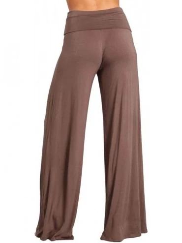 Bottoms Womens Casual Tie Dye Solid Wide Leg Bottom Boho Hippie Lounge Palazzo Pants S-3XL - Mocha - CZ18WZMHU9R $24.94
