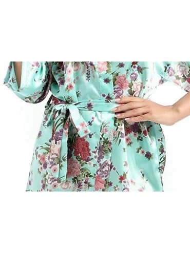 Robes Women's Short Nightgown Thin Loose Imitation Silk Cardigan Robe Morning Gown - Black - C5197344GZT $37.54