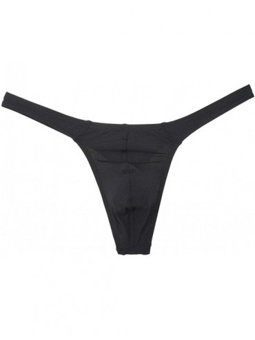 G-Strings & Thongs Men Micro Fabric Stretchy Thong T-Back Sexy Underwear Stripe Ice Silk Tangas Pants - Black - CF18L0UL6AG $...