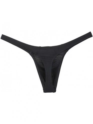 G-Strings & Thongs Men Micro Fabric Stretchy Thong T-Back Sexy Underwear Stripe Ice Silk Tangas Pants - Black - CF18L0UL6AG $...