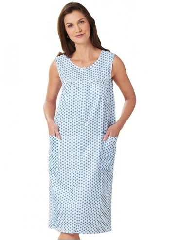 Nightgowns & Sleepshirts Dotted Zip-Front Duster - Blue - CM18O3Z0DDA $23.11