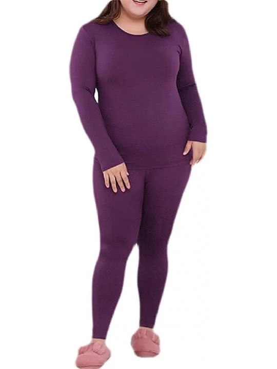 Thermal Underwear Womens Fall Winter Solid Color Plus Size Lightweight Thermal Underwear Soft Long Johns - 1 - C4193LOSG5O $2...