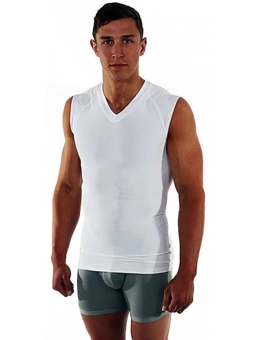 Undershirts Gynecomastia/Man Boob Compression Undershirt with Max-Fit Instant Chest Slimming - White - CT12LUW4HFH $49.17