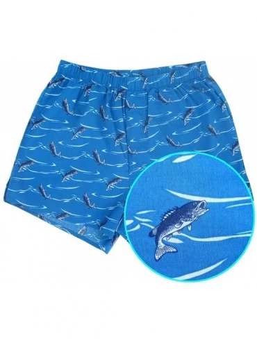 Boxers Men's Colorful Funny Animal All Over Print Cotton Boxer Shorts S-XXL - Bright Blue Fishes - CG193RU6DHW $14.27