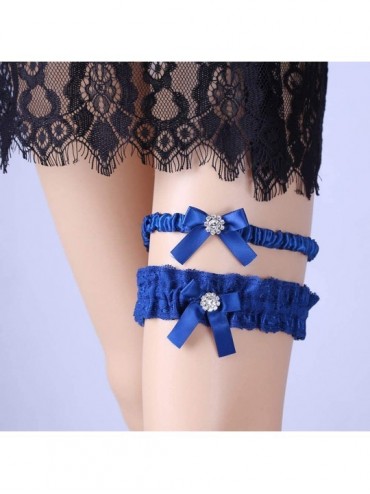Garters & Garter Belts 2019 Sexy Lace Wedding Garter Set for Bride Stretchy Party Leg Garters Rhinestones - 3-royal - CH1808R...