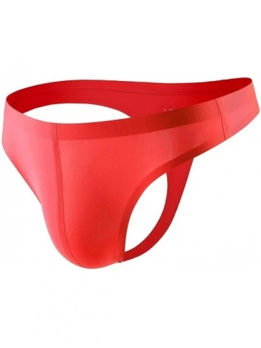 G-Strings & Thongs Men's Seamless Underwear Invisible No Show Thong Briefs PU17 - Red Thong - C718A2G4ECY $20.01