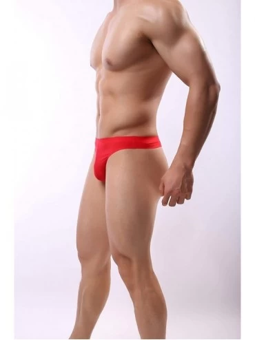 G-Strings & Thongs Men's Seamless Underwear Invisible No Show Thong Briefs PU17 - Red Thong - C718A2G4ECY $12.01