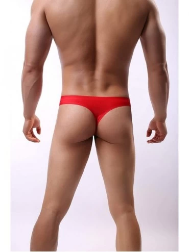 G-Strings & Thongs Men's Seamless Underwear Invisible No Show Thong Briefs PU17 - Red Thong - C718A2G4ECY $12.01