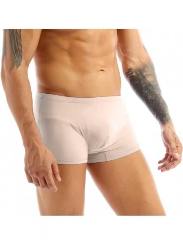 Boxer Briefs Men's Ice Silk Seamless Boxer Briefs Short Leg Underwear Breathable Swimwear - Nude - C218S0RUHRE $17.08