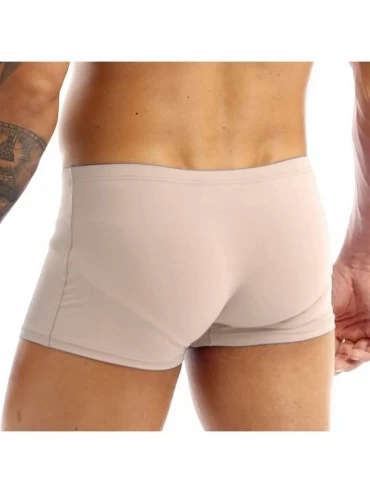 Boxer Briefs Men's Ice Silk Seamless Boxer Briefs Short Leg Underwear Breathable Swimwear - Nude - C218S0RUHRE $17.08