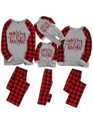 Sets Family Matching Christmas Pajamas -What The ELF Letter Printed Long Sleeve Top and Stripe Pants PJS Sets Loungewear - Gr...