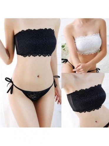 Bras Bra for Women Sexy Lace Crop Tops Casual Strapless Seamless Solid Padded Bras Brassiere - White - CT18UDIOA7D $8.74