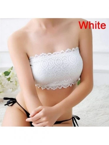 Bras Bra for Women Sexy Lace Crop Tops Casual Strapless Seamless Solid Padded Bras Brassiere - White - CT18UDIOA7D $8.74