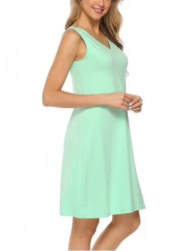 Nightgowns & Sleepshirts Nightgowns for Women Cotton Sleepshirts Soft Sleepwear Lounge Dress Sleep Dress - Light Green - CS18...