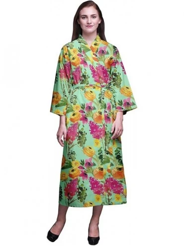 Robes Printed Crossover Robes Bridesmaid Getting Ready Shirt Dresses Bathrobes for Women - Pastel Mint2 - CK18T6KTATZ $81.37
