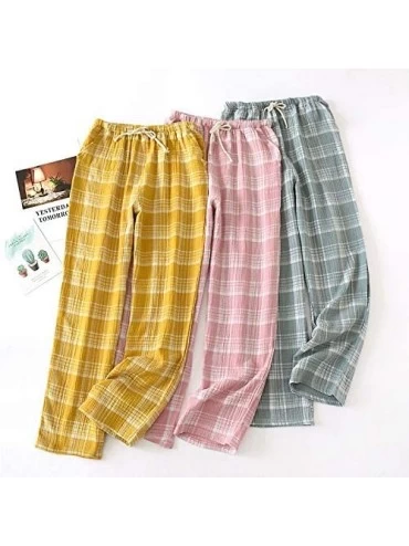 Bottoms Sleep Bottoms Women Warm Home Trousers Pijama Pants Plaid Casual Pyjamas Sleep Trousers (Pink- Size XL) - Pink - CZ19...