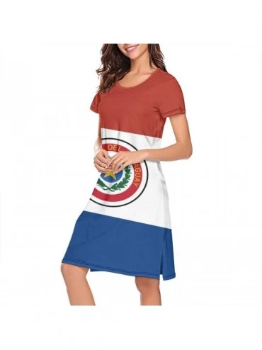 Nightgowns & Sleepshirts Women's Ireland Flag Nightgown Short Sleeve Sleepshirts Dress - White-322 - C918ANEAQOW $23.59