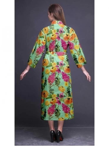 Robes Printed Crossover Robes Bridesmaid Getting Ready Shirt Dresses Bathrobes for Women - Pastel Mint2 - CK18T6KTATZ $45.57