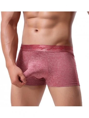 Boxer Briefs Men Intimates Men's Sexy Modal Underwear Shorts Men Boxers Underpants Soft Briefs - A02 Red - C6195847SE2 $11.26
