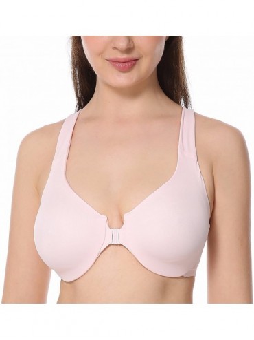 Bras Women's Underwire Full Coverage Racerback Comfort Front Close Bra - Light Pink - CW11Q8BH2ZN $42.02