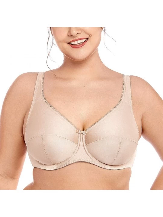 Bras Women's Plus Size Non Padded Firm Support Control Underwired Bra - Beige - C618ESDYQHL $15.71